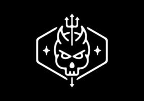 White on black color of devil skeleton head line art illustration vector