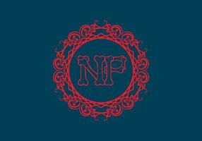 NP initial letter in vintage circle frame vector