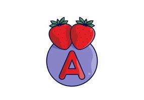 Red strawberry with A initial letter vector