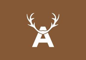 White brown color of A initial letter with deer horn vector