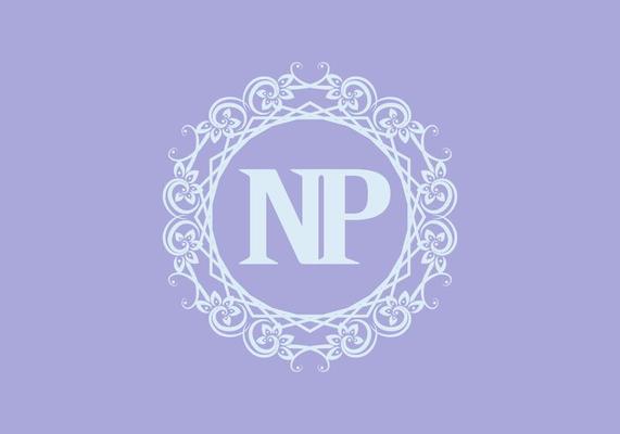 NP initial letter in vintage circle frame