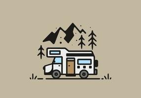 ilustración de camping de autocaravana simple vector