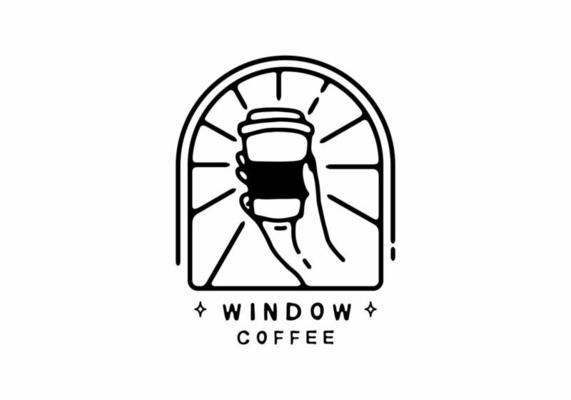 Window coffee line art illustration