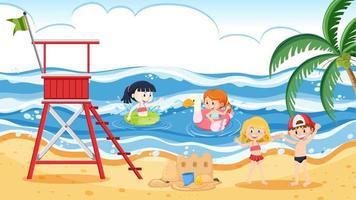 Children at the beach on summer holiday