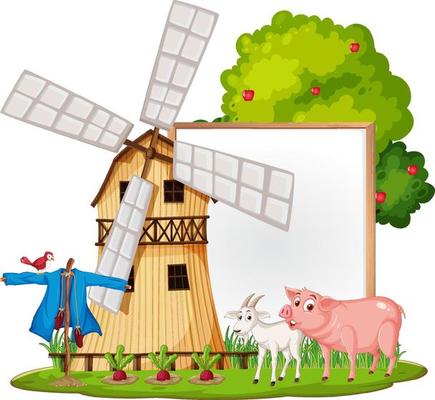 Empty banner template with farm animals