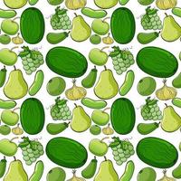 Seamless background design with green fruits and vegetables vector