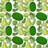 Seamless background design with green fruits and vegetables vector