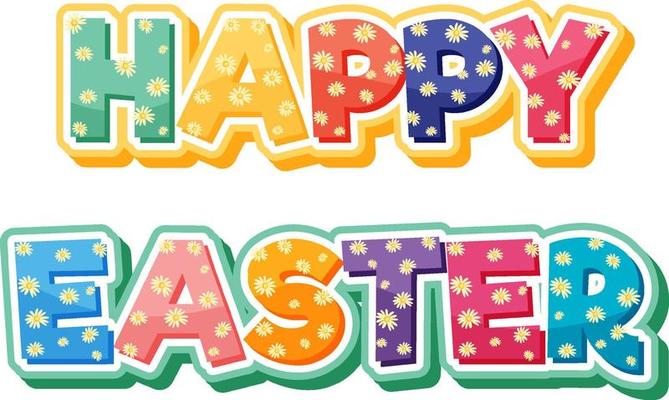 Happy Easter egg font design with flowers