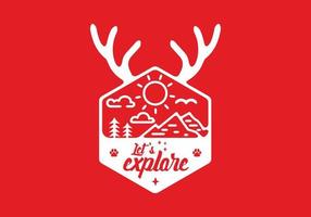 Red and white nature explore badge