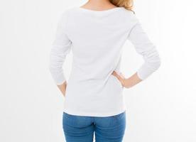 woman in white t-shirt mock up isolated, t shirt female, blank tshirt photo