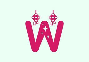 Pink color of W initial letter in ramadan theme vector