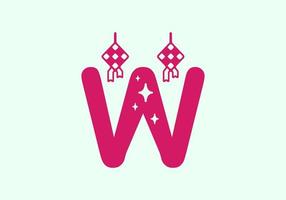 Pink color of W initial letter in ramadan theme vector