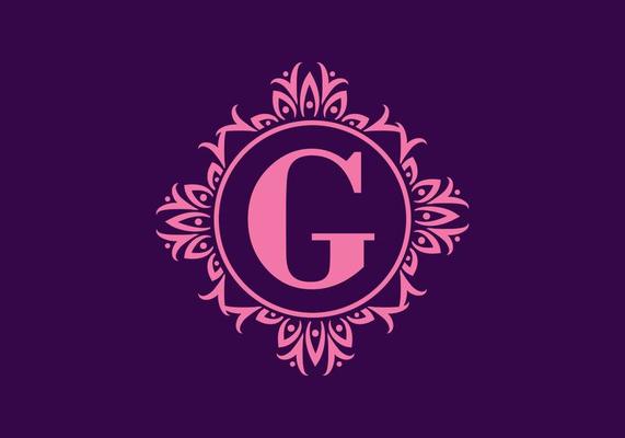 Purple G initial letter in circle classic frame