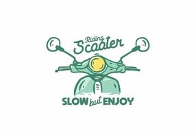 Riding scooter slow but enjoy illustration drawing