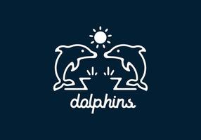 White Dolphins line art illustrations vector