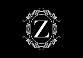 Black initial Z letter in classic frame vector