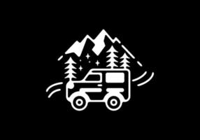 White on black background line art of mountain off road vector