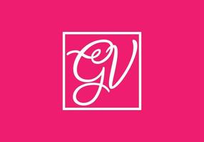 Pink white GV initial letter logo vector