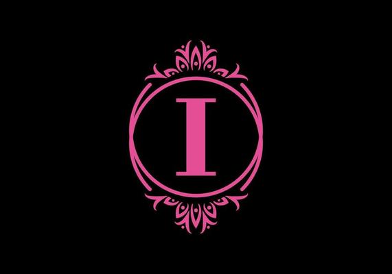 Pink black of I initial letter in classic frame