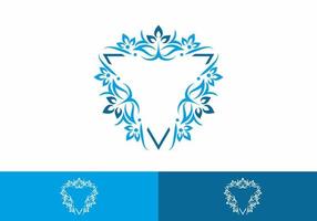 Triangle shape with ornament blue vector