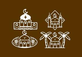 White brown color of mosque collection in ramadan theme vector