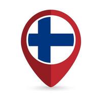 Map pointer with contry Finland. Finland flag. Vector illustration.