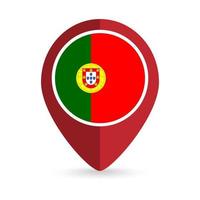 Map pointer with contry Portugal. Portugal flag. Vector illustration.