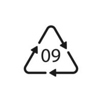 Plastic recycle symbol ABS 9 vector icon. Plastic recycling code ABS 09.