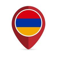 Map pointer with contry Armenia. Armenia flag. Vector illustration.