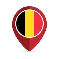 Map pointer with contry Belgium. Belgium flag. Vector illustration.