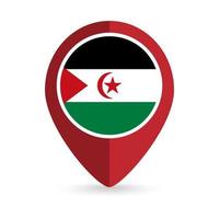Map pointer with contry Sahrawi Arab Democratic Republic. Sahrawi Arab Democratic Republic flag. Vector illustration.