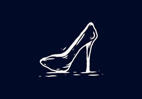 Vintage line art drawing of high heel vector