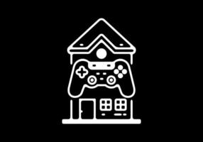 White and black gaming house line art illustration vector