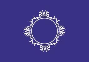 círculo blanco púrpura con logotipo de vector de adorno