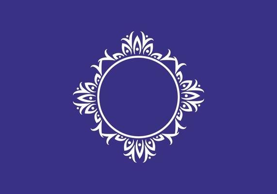 White purple circle with ornament vector logo