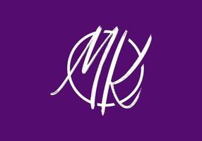 White purple of MK initial letter text vector