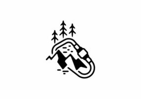 Outdoor carabiner line art badge vector