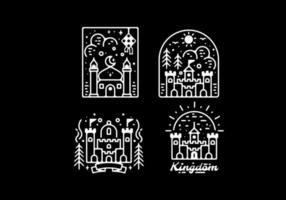 White color in dark background of historical building collection vector