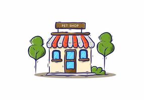 Pet shop building illustration drawing vector