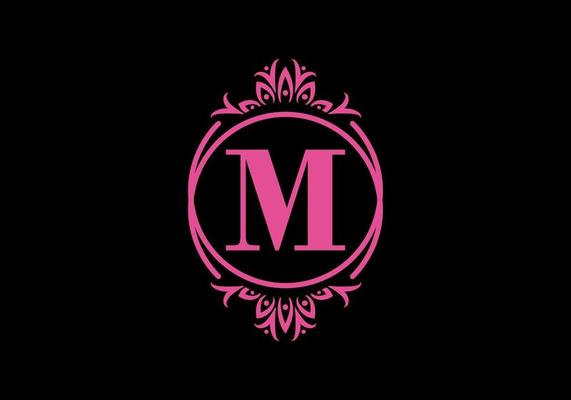 Pink black of M initial letter in classic frame