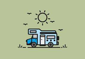 Simple camper van camping illustration vector