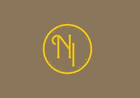 Vintage style of NI initial letter