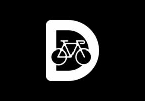 White black color of D initial letter with bicycle vector