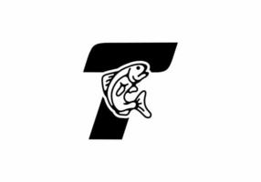 T initial letter with fish vector