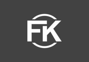 logotipo de letra inicial fk gris blanco vector