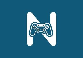 N initial letter with joystick shape vector