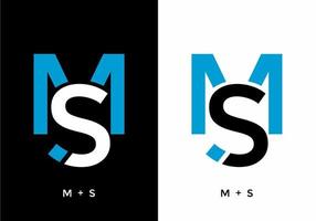 White black and white color of MS initial letter vector