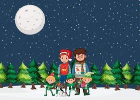 Christmas holidays with family in snow vector