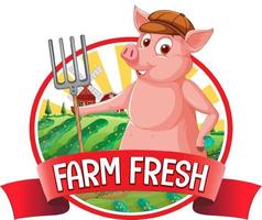 Pig farm fresh logo for pork products