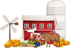 Farming theme with many animals vector